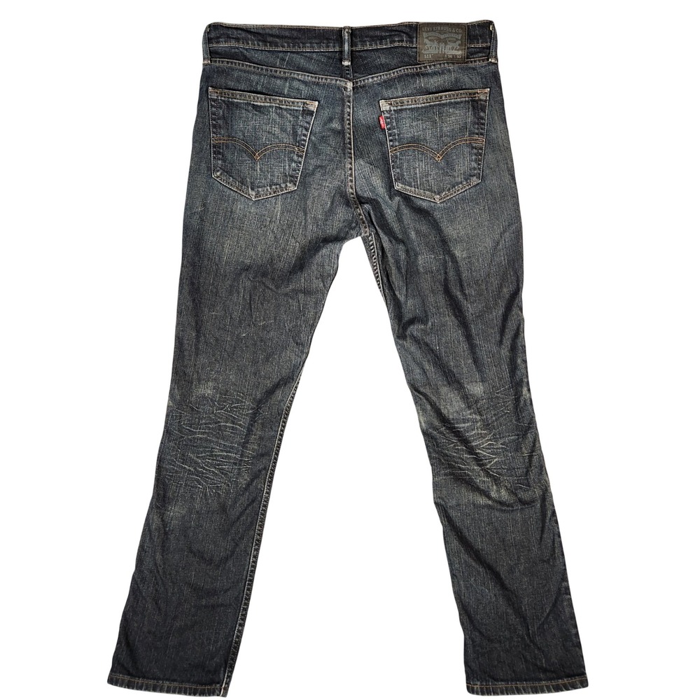 Levi's 511 Slim Fit Jeans Mens 36x32 Dark Blue Excellent Denim Pants 04511-4172 - Picture 10 of 13
